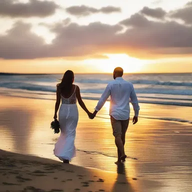 As the sun set, they walked hand in hand along the acetylenic-lit beach, creating a romantic and magical atmosphere.