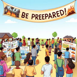 A detailed and informative illustration of a disaster readiness and risk reduction concept