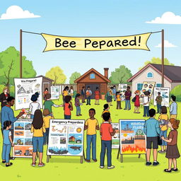 A detailed and informative illustration of a disaster readiness and risk reduction concept