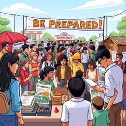 A detailed and informative illustration of a disaster readiness and risk reduction concept
