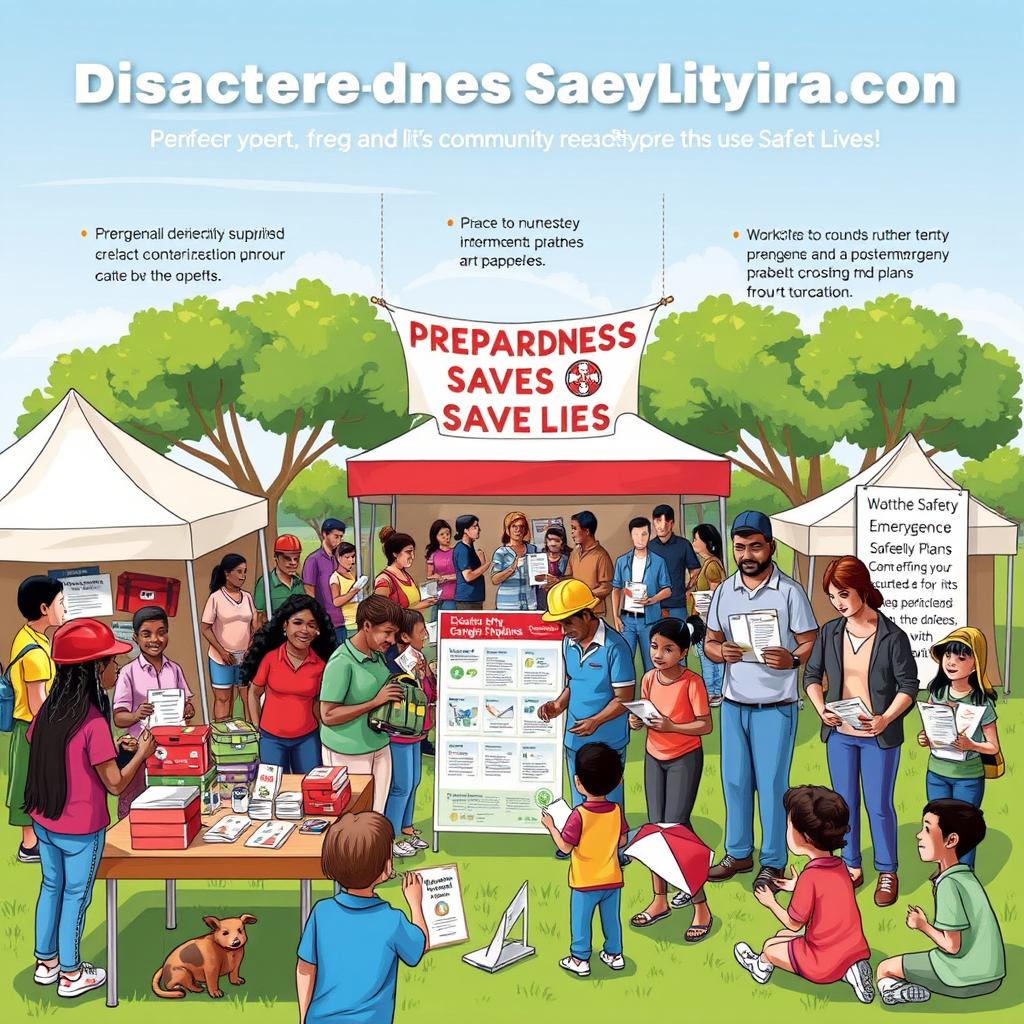 A comprehensive and engaging illustration representing disaster readiness and risk reduction