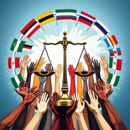 A powerful representation of social justice symbolism without any people, featuring essential symbols that convey the message of equality and activism