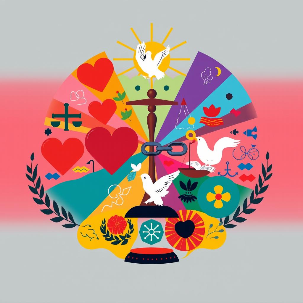 An imaginative representation of social justice symbolism without any people and without using the justice scale