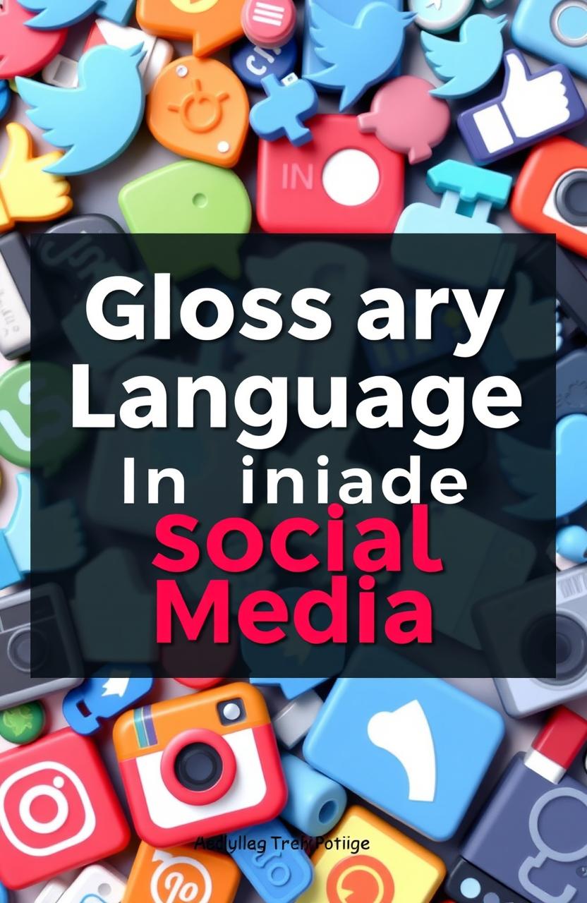A visually engaging cover design for a glossary of language in social media, featuring clear and concise Indonesian text