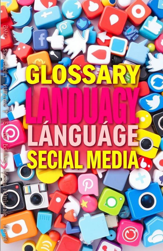 A visually engaging cover design for a glossary of language in social media, featuring clear and concise Indonesian text