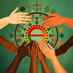 A creative abstract portrayal of equality symbolism, clearly avoiding any references to the justice scale