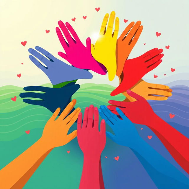 A vibrant abstract representation of equality, intentionally not including the justice scale