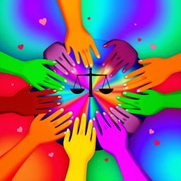 A vibrant abstract representation of equality, intentionally not including the justice scale
