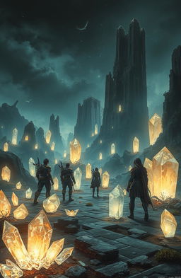 A vivid scene from a science fiction book titled 'Crystal Soul', set in a post-apocalyptic world