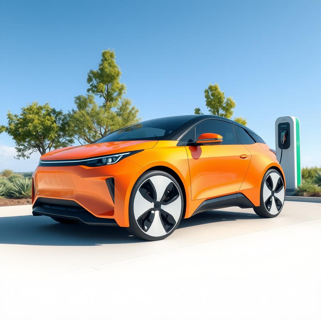 A modern electric car design, showcasing sleek aerodynamic lines and a futuristic aesthetic