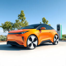 A modern electric car design, showcasing sleek aerodynamic lines and a futuristic aesthetic