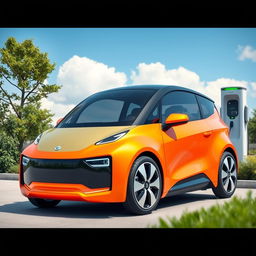A modern electric car design, showcasing sleek aerodynamic lines and a futuristic aesthetic