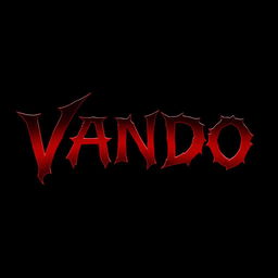 The word 'VANDO' stylized in a blood red shading, set against a stark black background