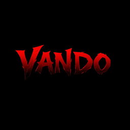 The word 'VANDO' stylized in a blood red shading, set against a stark black background