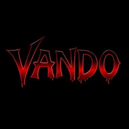 The name 'VANDO' depicted in a striking Venom font, featuring bold letters in blood red shading that gives a dynamic, almost 3D effect