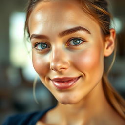 A rejuvenated and clarified portrait of an individual, showcasing youthful features and vibrant skin tones