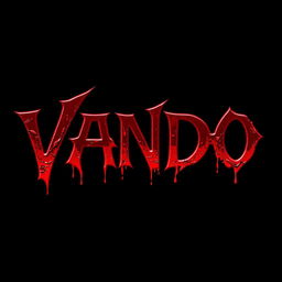 The name 'VANDO' designed in a very heavy shade of blood red, featuring a dripping effect with the color of dried blood clots