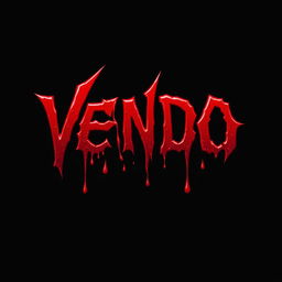 The name 'VANDO' prominently displayed in a very heavy shade of blood red, with blood clot color oozing and dripping down from each letter
