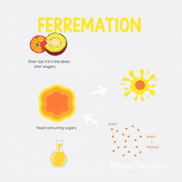 A clear and educational diagram illustrating the process of fermentation
