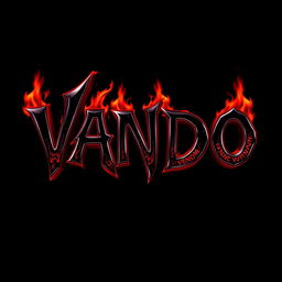 Create the name 'VANDO 3D' in a striking design featuring blood red shading that gives a sense of depth and intensity