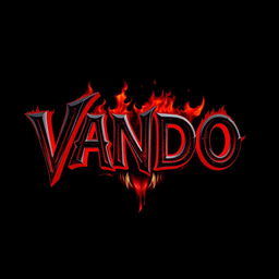 Create the name 'VANDO 3D' in a striking design featuring blood red shading that gives a sense of depth and intensity