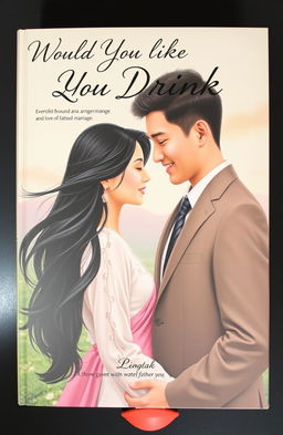 A romantic book cover depicting a love story centered around an arranged marriage, featuring a beautiful couple in love