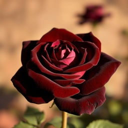 A beautiful dark brown rose, showcasing intricate petal details that highlight the velvety texture