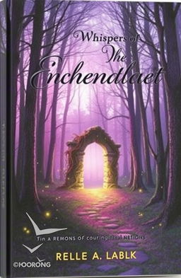 A captivating paperback book cover featuring a mysterious forest at twilight, with tall, shadowy trees and glowing fireflies