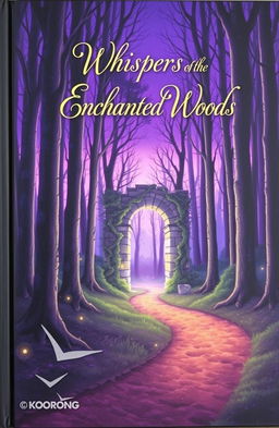 A captivating paperback book cover featuring a mysterious forest at twilight, with tall, shadowy trees and glowing fireflies