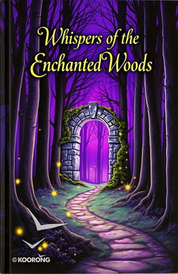 A captivating paperback book cover featuring a mysterious forest at twilight, with tall, shadowy trees and glowing fireflies