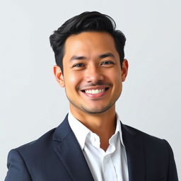 A professional headshot for a photo check, featuring a well-groomed individual with a friendly smile