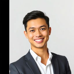 A professional headshot for a photo check, featuring a well-groomed individual with a friendly smile