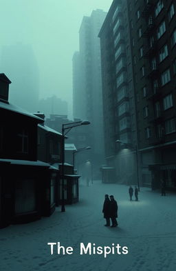 A gloomy urban scene featuring old dark apartment buildings and small, dull corner shops