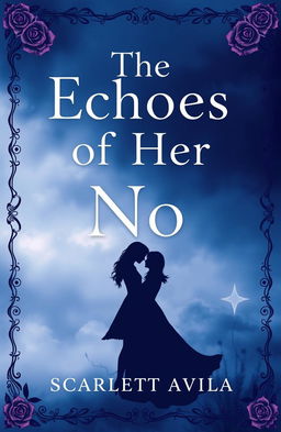 A book cover for a romance novel titled "The Echoes of Her No" by Scarlett Avila