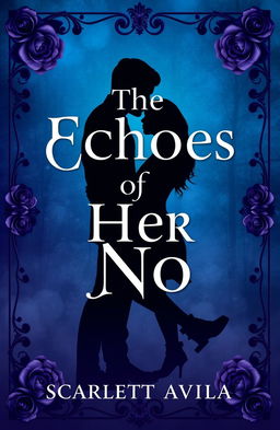 A book cover for a romance novel titled "The Echoes of Her No" by Scarlett Avila