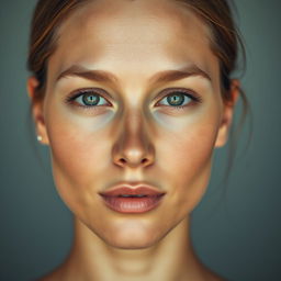 A hyper-realistic portrait featuring a person's face seamlessly blended onto another body, ensuring a natural and flawless integration of skin tones and textures