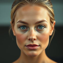A hyper-realistic portrait featuring a person's face seamlessly blended onto another body, ensuring a natural and flawless integration of skin tones and textures