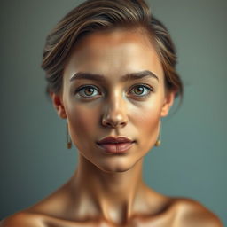 A hyper-realistic portrait featuring a person's face seamlessly blended onto another body, ensuring a natural and flawless integration of skin tones and textures