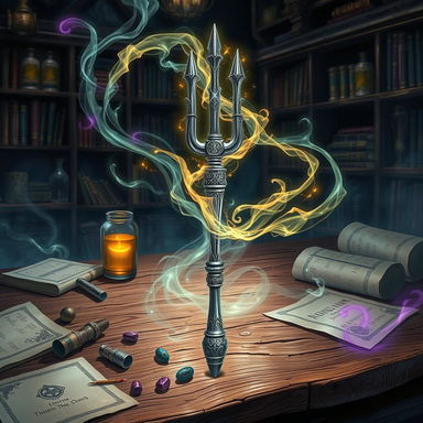 An enchanting and detailed illustration featuring a magical tuning fork designed for a Dungeons & Dragons setting