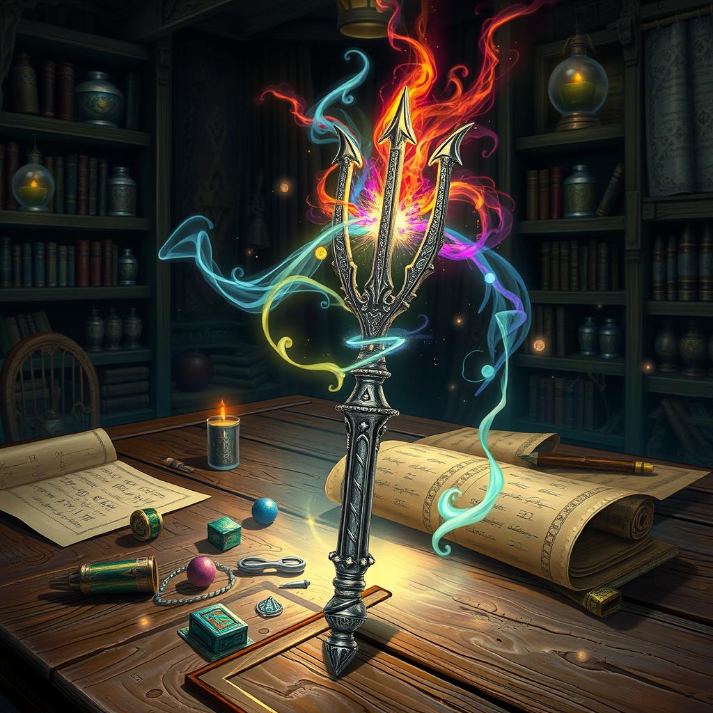 An enchanting and detailed illustration featuring a magical tuning fork designed for a Dungeons & Dragons setting