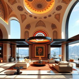 A stunning interior architecture project that beautifully blends traditional Lebanese design elements with a modern futuristic style