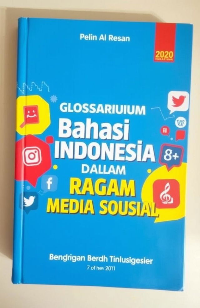 A captivating book cover for 'Glosarium Bahasa Indonesia Dalam Ragam Media Sosial'