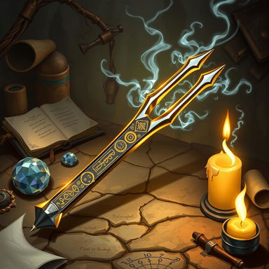 An engaging and mystical illustration of a two-prong tuning fork designed for a Dungeons & Dragons setting