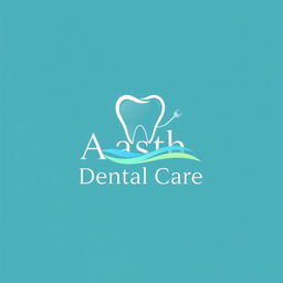 A stunning, modern logo design for "Aastha Dental Care" featuring a tooth icon integrated with a gentle, flowing wave to symbolize care and comfort