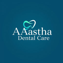 A stunning, modern logo design for "Aastha Dental Care" featuring a tooth icon integrated with a gentle, flowing wave to symbolize care and comfort