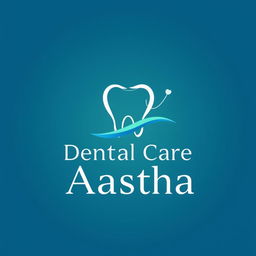 A stunning, modern logo design for "Aastha Dental Care" featuring a tooth icon integrated with a gentle, flowing wave to symbolize care and comfort