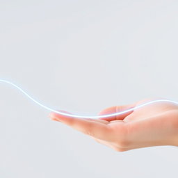 A line that is as wide as the width of a human hand, curved in a shape resembling a right parenthesis ")"