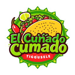 A vibrant and eye-catching logo for a taquería named 'El Cuñado'