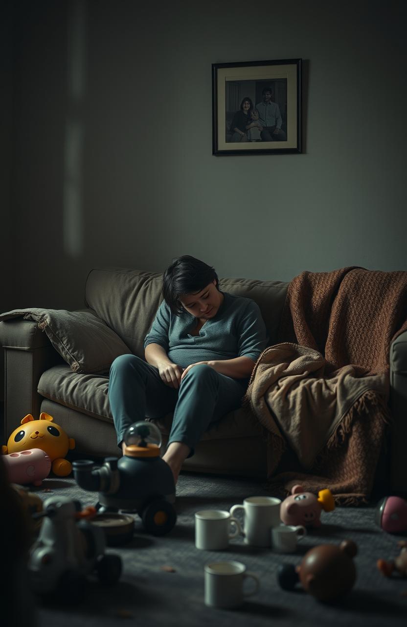 A visually stunning representation of the emotional struggles of parenting, focusing on themes of trauma and depression