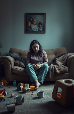 A visually stunning representation of the emotional struggles of parenting, focusing on themes of trauma and depression